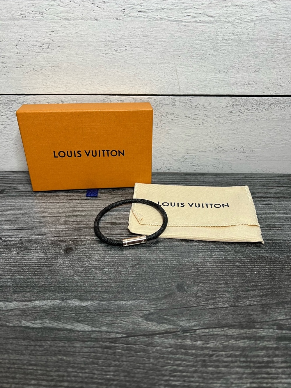 Louis Vuitton Black Bracelet with Silver Clasp